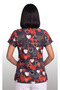 Women's V-Neck Bat Sleeve Heart Patterned Lycra Linda Fabric Nurse Doctor Scrubs Uniform Single Top - 5