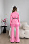 Lace Belted Jacket Trousers Blazer Suit - 4