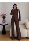 Gold Single Button Notched Lapel Jacket Trousers Blazer Suit - 3