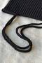 Black Mesh Model Knitted Shoulder Bag, Perforated Hand Knitted Beach Bag - 4