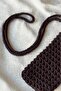 Brown Mesh Model Knitted Phone Bag, Crossbody Strap, Perforated Hand Knitted Bag - 3