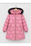 Girl's Pink Removable Hooded Furry Long Inflatable Winter Coat