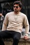 Men's Cotton Printed Regular Fit Cream Sweatshirt - 4