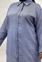 68079 Plus Size Buttoned Low Sleeve Tunic Shirt - Pitikare Cobalt Blue - 2