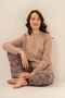 Women's Long Sleeve Front Buttoned Modal Pajama Set (with Socks as a Gift) - 5