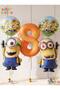 Minions Balloon 5 Piece Set 8 Year Old Birthday Set Orange Color Number Foil Balloon and Minion Foil Balloon Set