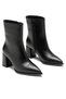 Women's Non-Slip Sole Thick Heeled Zipper Detailed Casual Black Leather Boots