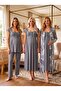 New Season Smoked Patterned Lace Detailed Buttoned Design Wide Straps 100% Cotton Maternity Pajama Set Nightgown Pajama Set - 3