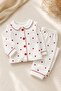 Baby Girl Set - Pajama Set - Heart Patterned 2-Piece Set with Collar and Buttoned Bottom and Top Set - 8