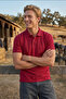 Men's Burgundy 100% Cotton Short Sleeve Polo Collar Basic T-Shirt - 5