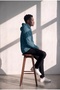Men's Petrol Blue Hooded Oversize Fit Cotton 3 Thread Pocket Sweatshirt - 4