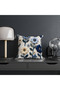 Digital Printed Punch Embroidery Look Blue Cream Floral Decorative 2-Piece Throw Pillow Cover - 6