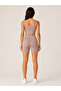 Women's Thick Strap Crop Bustier and Side Detailed High Waist Short Leggings Two-Piece Sports Set - 2