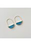 Chalcedony Half Moon Dangle Natural Stone Earrings Blue - 2