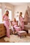 New Season Powder Patterned Lace Detailed Buttoned Design Wide Straps 100% Cotton Maternity Maternity Dressing Gown Nightgown Pajama Set - 5