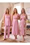 New Season Powder Patterned Lace Detailed Buttoned Design Wide Straps 100% Cotton Maternity Maternity Dressing Gown Nightgown Pajama Set