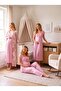 New Season Powder Patterned Lace Detailed Buttoned Design Wide Straps 100% Cotton Maternity Maternity Dressing Gown Nightgown Pajama Set - 8