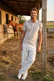 Men's Gray 100% Cotton Short Sleeve Polo Collar Basic T-Shirt - 3