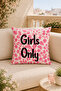 Pink Leopard Cherry and Bow Patterned Decorative Throw Pillow Cover with Writing (Double Sided) - 5
