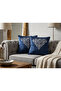 2 Velvet Cushion Covers/40X40Cm/Silvery Leather Embroidery/Navy Blue Velvet with Silver Leather Embroidery
