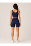 Women's Thick Strap Crop Bustier and Side Detail High Waist Short Leggings Two-Piece Sports Set - 2