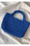 Navy Blue Colored Macrame Knitted Handbag, Hand Knitted Bag