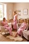 New Season Powder Patterned Lace Detailed Buttoned Design Wide Straps 100% Cotton Maternity Maternity Dressing Gown Nightgown Pajama Set - 6