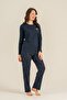 Women's Long Sleeve Buttoned Collar Modal Pajama Set (with Socks as a Gift) - 5