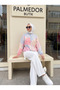 Women's Colorful Striped Zippered Double Set Wide Leg Pants - 2