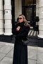 Women's Stand Collar Cashmere Pocket Lined Belted Coat - 5