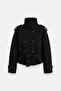 Women's Stand Collar Cashmere Pocket Lined Belted Coat - 6