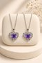 2-Piece Purple Butterfly Figured Stone Heart Necklace – Stylish Women's Necklace with Silver Color Chain - 4