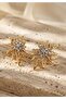 Zircon Stone, Gold Color, Shimmering Star Earrings Acr9808