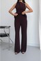 Mürdüm Omzu Gold Button Detailed Blouse and Trousers Set - 7