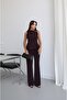 Mürdüm Omzu Gold Button Detailed Blouse and Trousers Set - 3