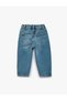 Cotton Loose Fit Balloon Form Indigo Baby Girl Jean Pants 7Wmg40007Ad - 2