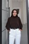 Brown Cape Blouse with Sleeve Detail - 3