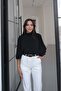 Black Cape Blouse with Sleeve Detail - 2