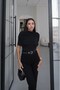 Black Turtleneck Draped Blouse - 2