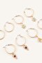 Women's Stone Detailed Figured Multiple Hoop Earring Set I4263Axns - 2