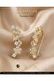 Women's Steel Earrings with Hook Model, Stone-Embellished Butterfly and Flower Figures - 7