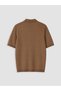 Vizyon New Season Brown Polo Collar Ribbed Men's Knitwear T-Shirt - 7