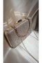 Women's Gold Laser Fabric Stylish Evening Dress Portfolio Bag with Extra Chain and Detachable Handle