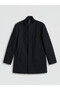 Black Regular Fit Stand Collar Men's Cashmere Coat - 4