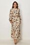 Belted Flower-Patterned Dress 46555 - 2
