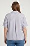 Women Spread Collar Short Sleeve Plain Blouse, Lilac - 4