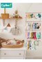 Hair Bows Organizer, Headband Holder, Baby Hair Accessories Organizer Storage, Wall Hanging Decor for Little Girls' Room, PU Leather (4 Compartments+32 Hooks) - 6