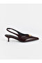 Burgundy Pointed Toe Women's Heeled Shoes - 2