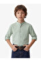 Buttoned Stand Collar Cotton Basic School Shirt - 2