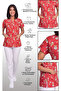 Women's V-Neck Bat Sleeve Teddy Bear Patterned Pink Terycotton Fabric Doctor Nurse Scrubs Uniform Single Top - 6